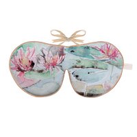 Printed Silk Lavender Eye Mask with a navy reverse and an exclusive Water Lilies design on the front - Holistic Silk
